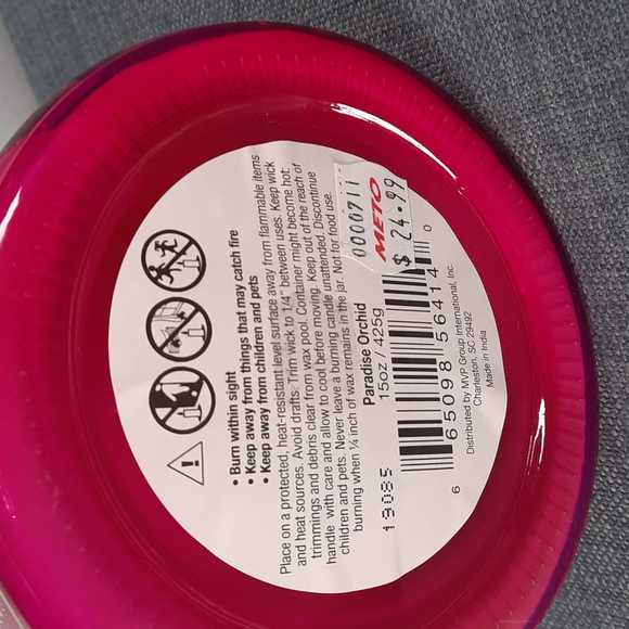 Paradise Orchid Hot Pink Glass Jar Candle 15oz Two Wick True Living - Picture 4 of 5